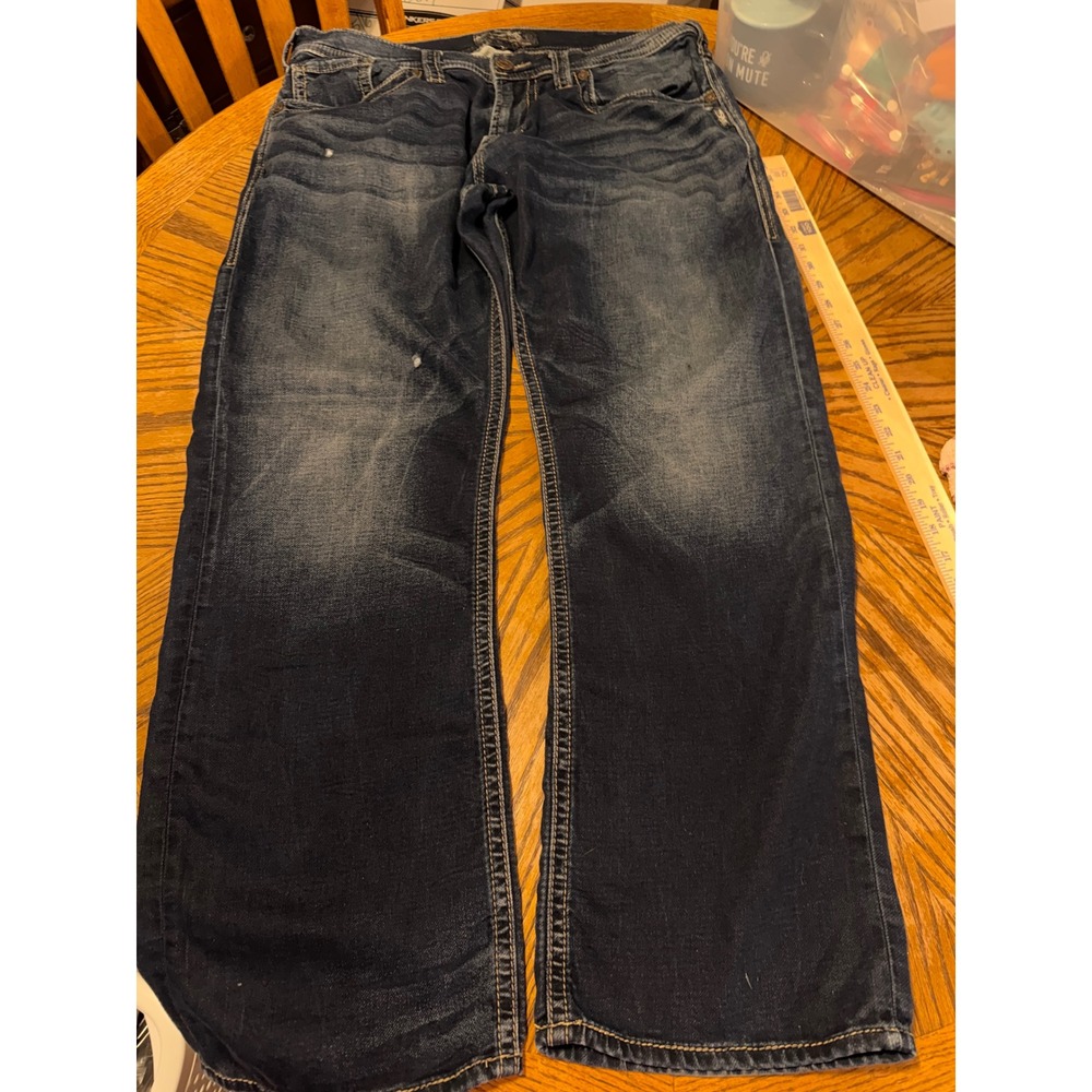 Silver Jeans Co Zac Relaxed Fit Straight Leg Dark Jeans W36 L32 M42404SWK346